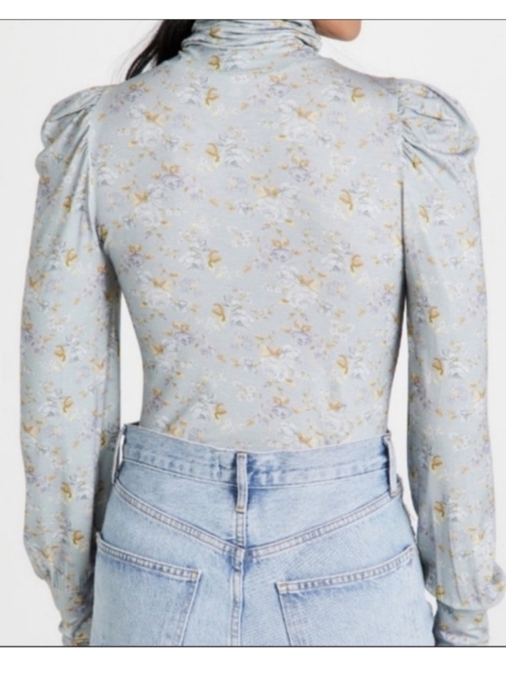 LOVESHACKFANCY Vienna Turtleneck Top in Sky Gray XS - Picture 4 of 9